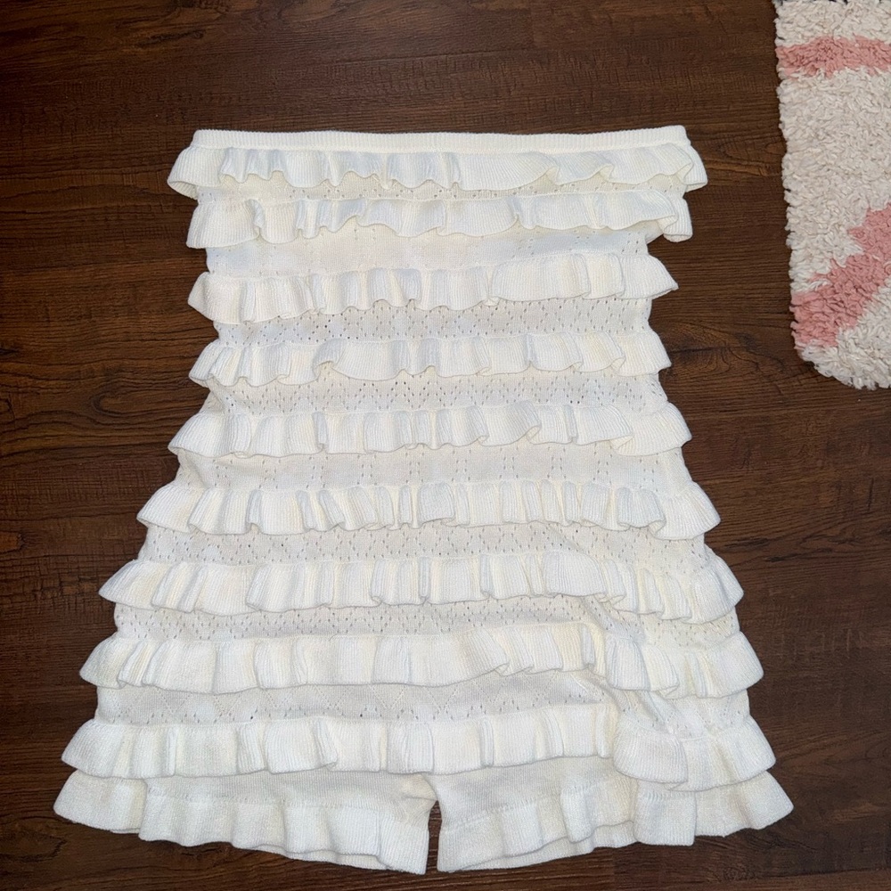 Fashion Nova Cream Ruffle Romper - Picture 4 of 8